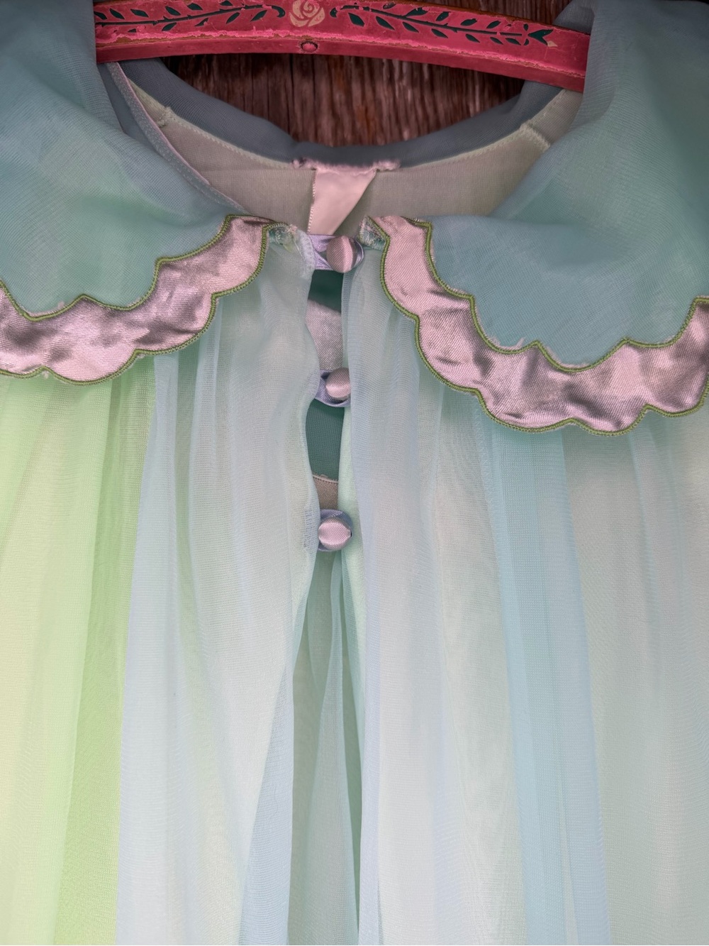 VTG 50/60s Saks Fifth Avenue Peignoir Pajama Set Pastel  Nylon Chiffon: Small - Picture 3 of 14